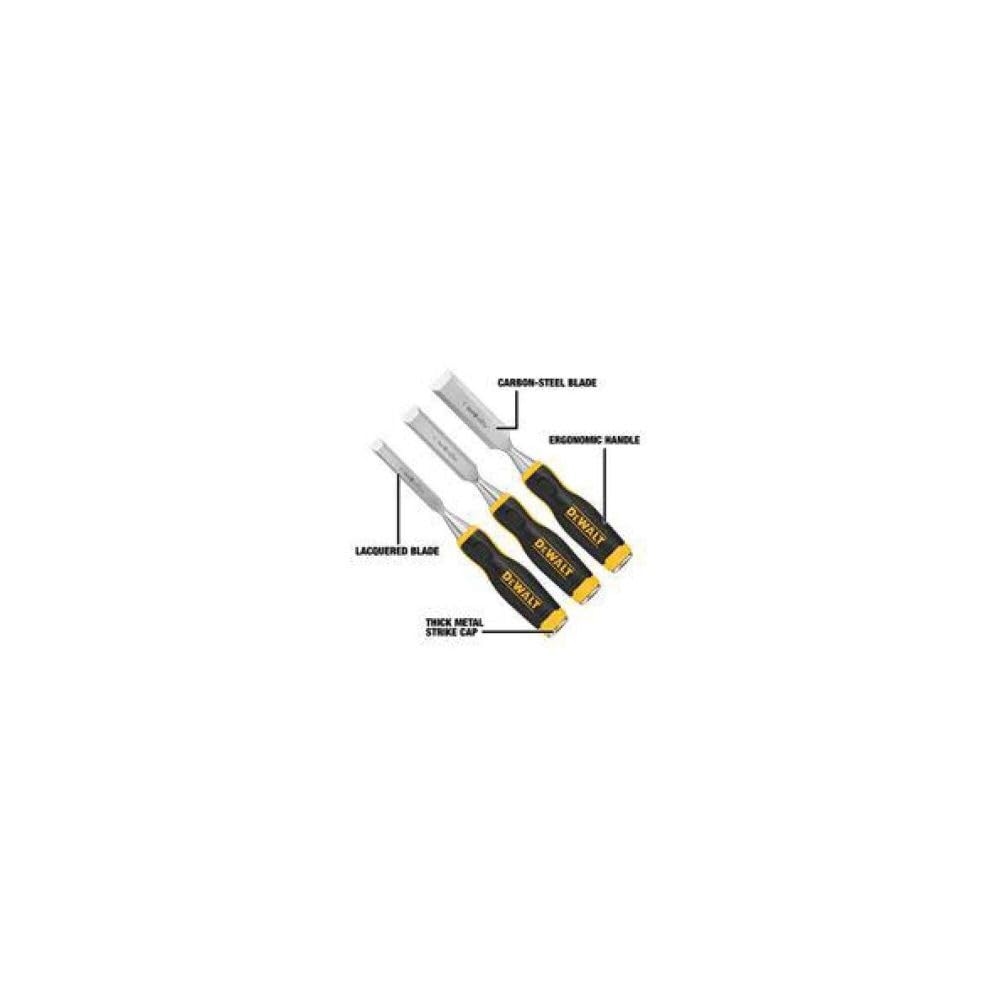 DEWALT Pro Wood Chisel Set 3 Piece thick strike cap for solid hammer blows
