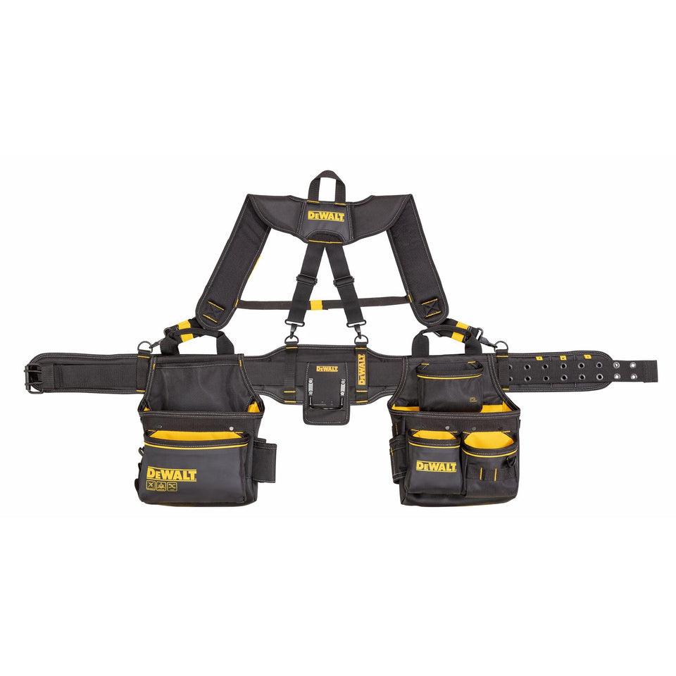 DEWALT Professional Tool Belt Organizer front view with 25 pockets for quick access.