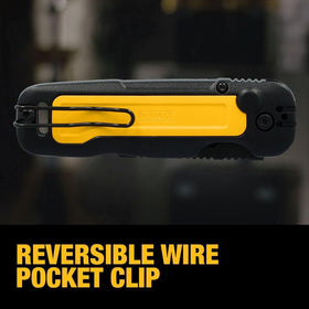 DEWALT Push & Flip folding utility durable metal handle resists wear.