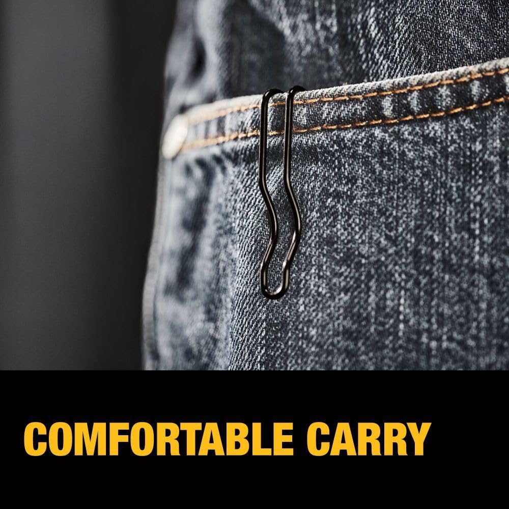 DEWALT Push & Flip folding utility folding mechanism enables compact storage.