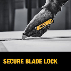 DEWALT Push & Flip folding utility quick-change lever reduces accidental engagement.