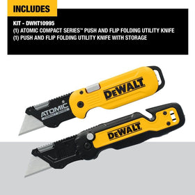DEWALT Push and Flip knife open ready for quick blade access.