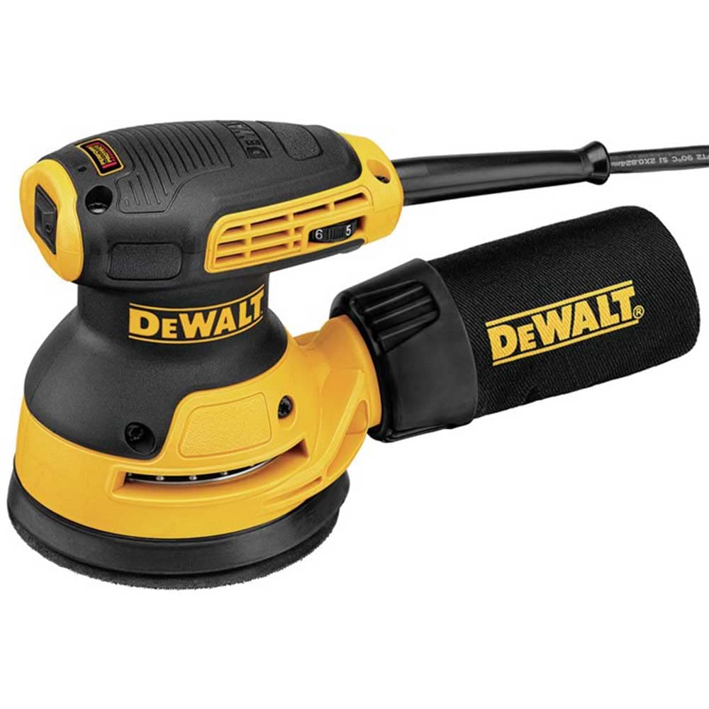 DEWALT DWE6423 front view shows compact profile for close-work tasks.