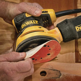 DEWALT DWE6423 rubber overmold grip improves control and comfort during use.