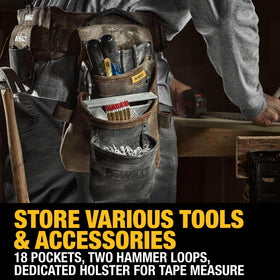 DEWALT reinforced rivets and double stitching highlight strength