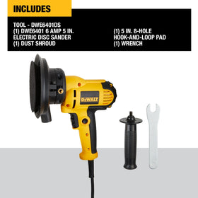 DEWALT DWE6401DS side handle grip enhances balance during sanding.