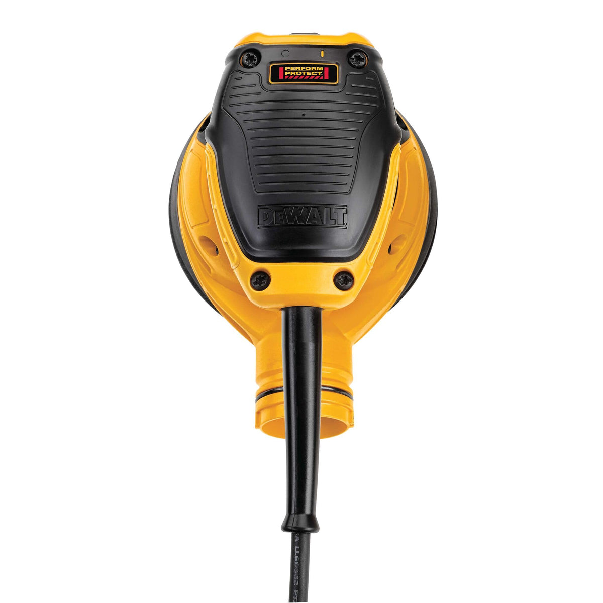 DEWALT sander dust-collection port compatible with DWV010/DWV012 for cleaner work.