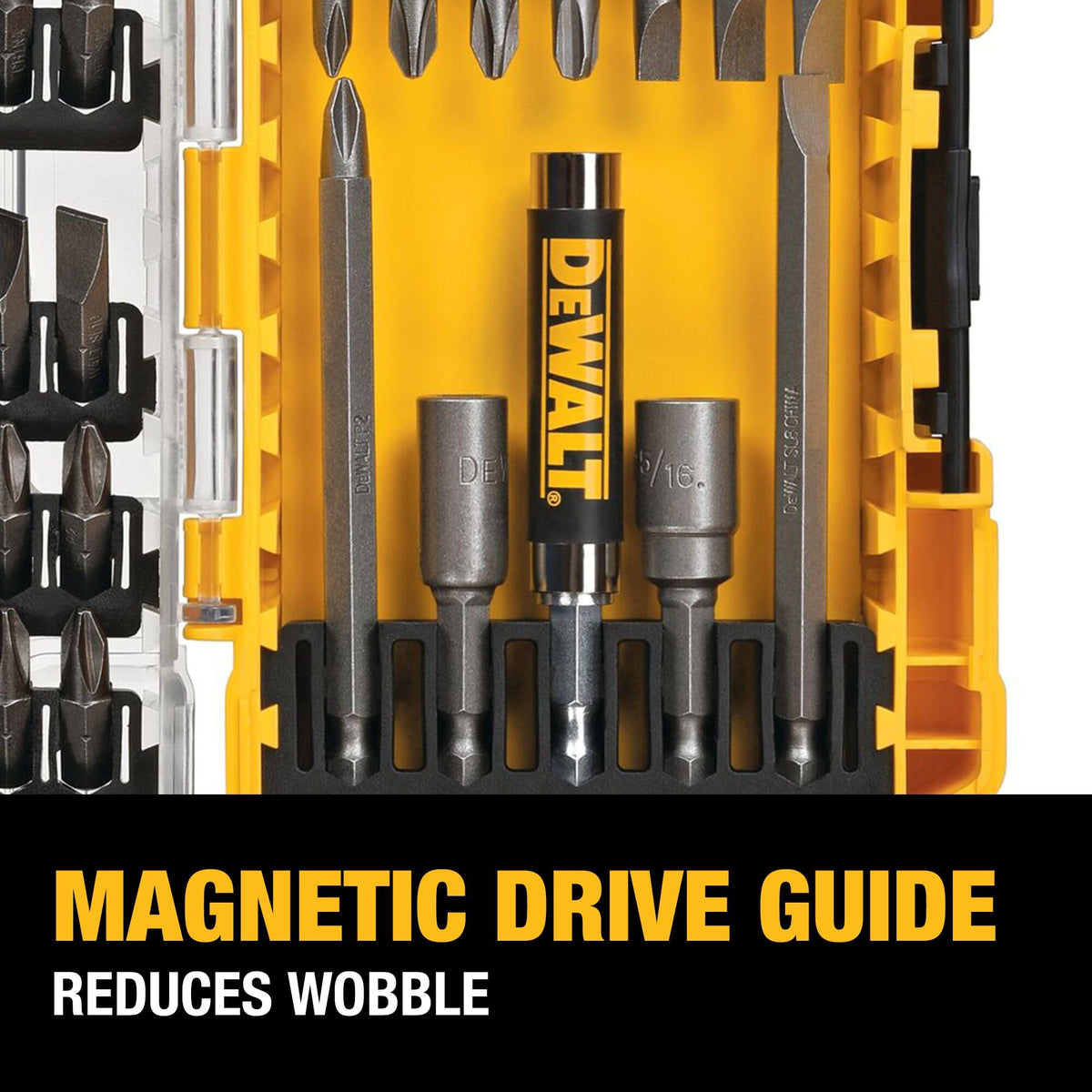 DEWALT clip-latch keeps ToughCase+ securely closed during transport.