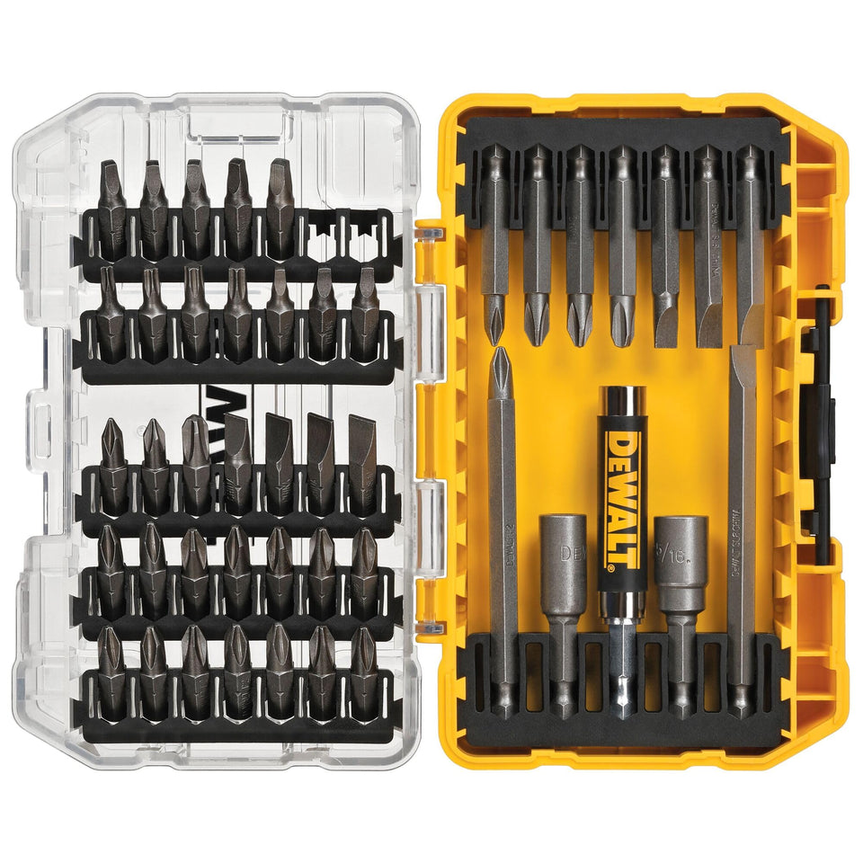 DEWALT 45-piece bit set with ToughCase+ connectable storage keeps bits organized.