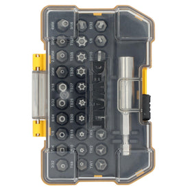 DEWALT security bit set in a sturdy case for easy transport.