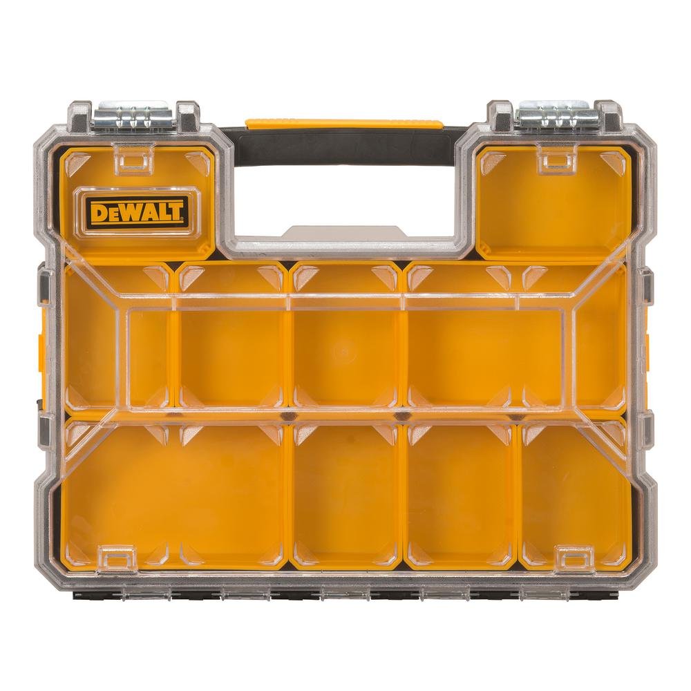 DEWALT Shallow PRO Organizer compact case keeps tools organized for quick access
