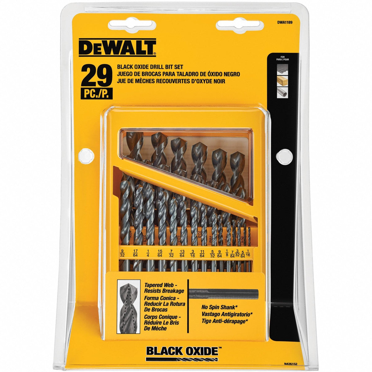 DEWALT size markings on shank allow quick size checks