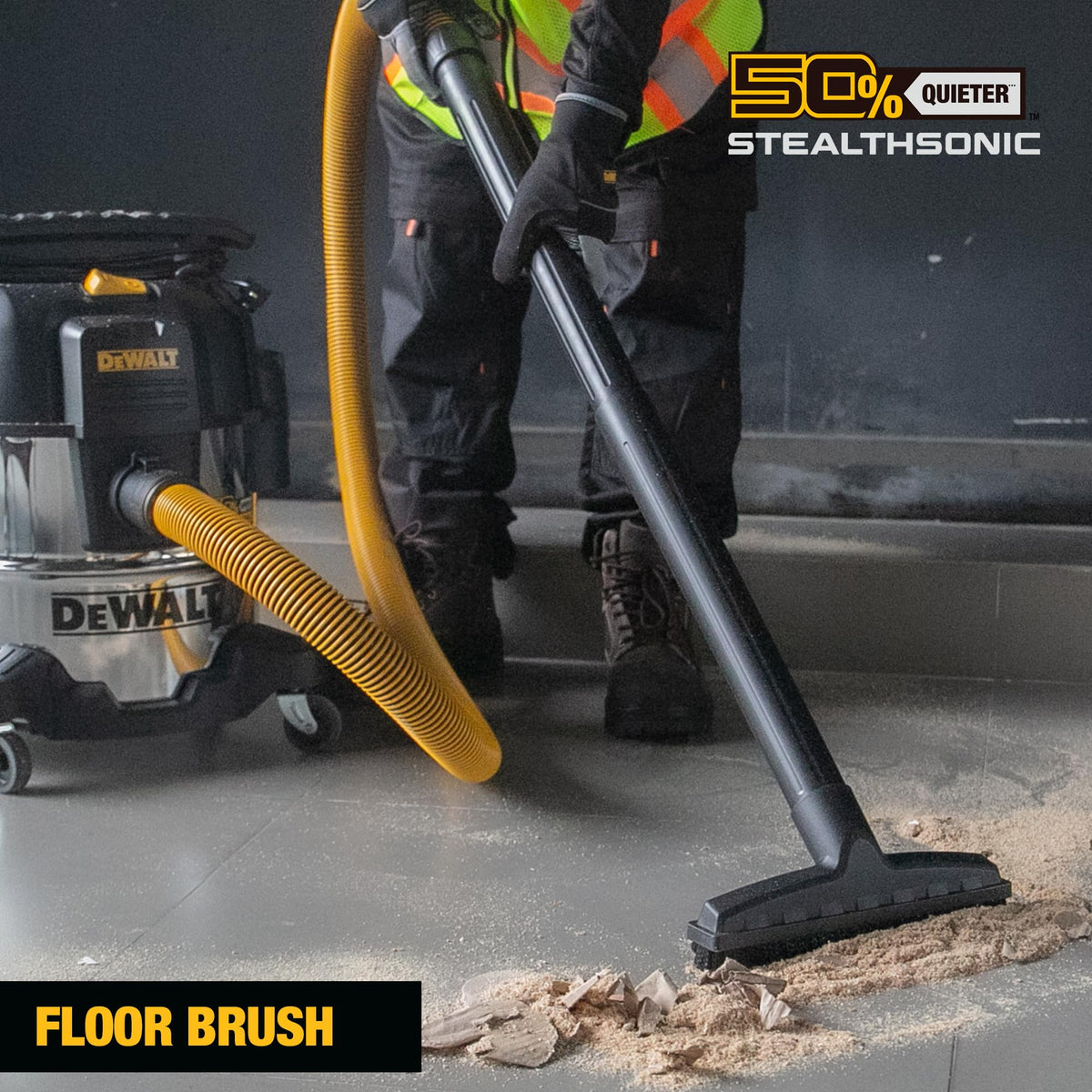 DEWALT STEALTHSONIC 360-degree swivel casters enable smooth movement.