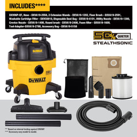 DEWALT Stealthsonic kit of attachments expands cleaning options for wet and dry debris.