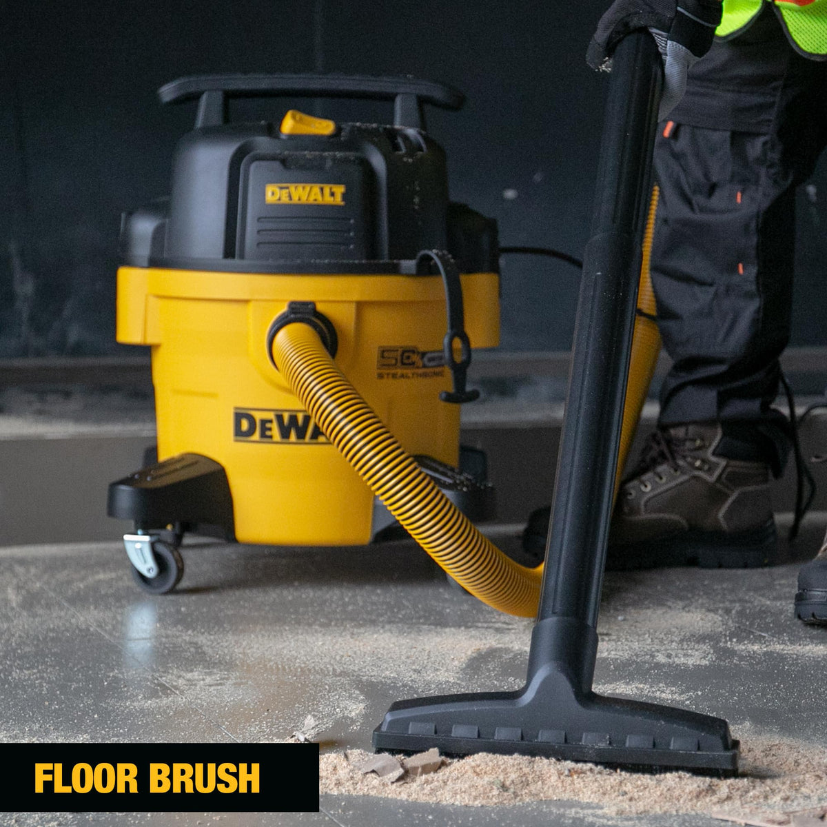 DEWALT StealthSonic vacuum dust bags reveal included disposable bags for mess containment.