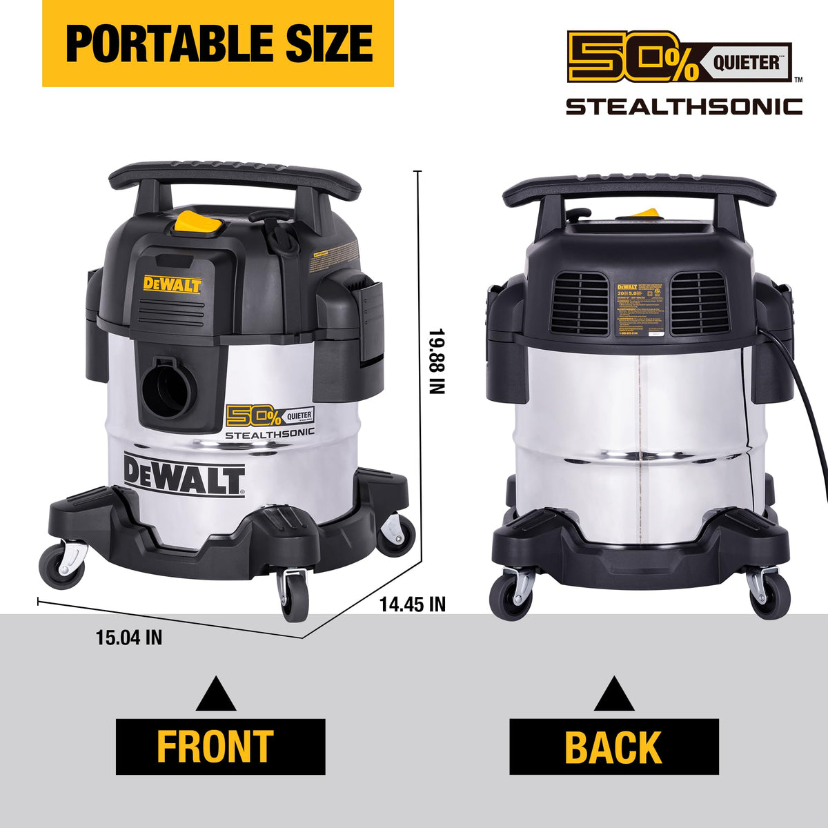 DEWALT STEALTHSONIC portable design and ergonomic handle ease transport.