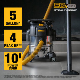 DEWALT STEALTHSONIC silent motor delivers quieter operation during long cleaning sessions.