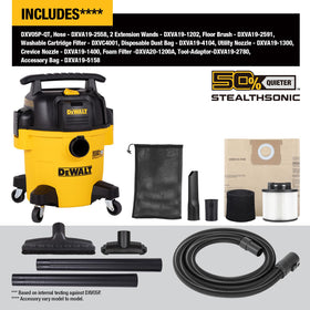 DEWALT STEALTHSONIC vacuum with ultra-quiet power for quieter jobsite cleanup.