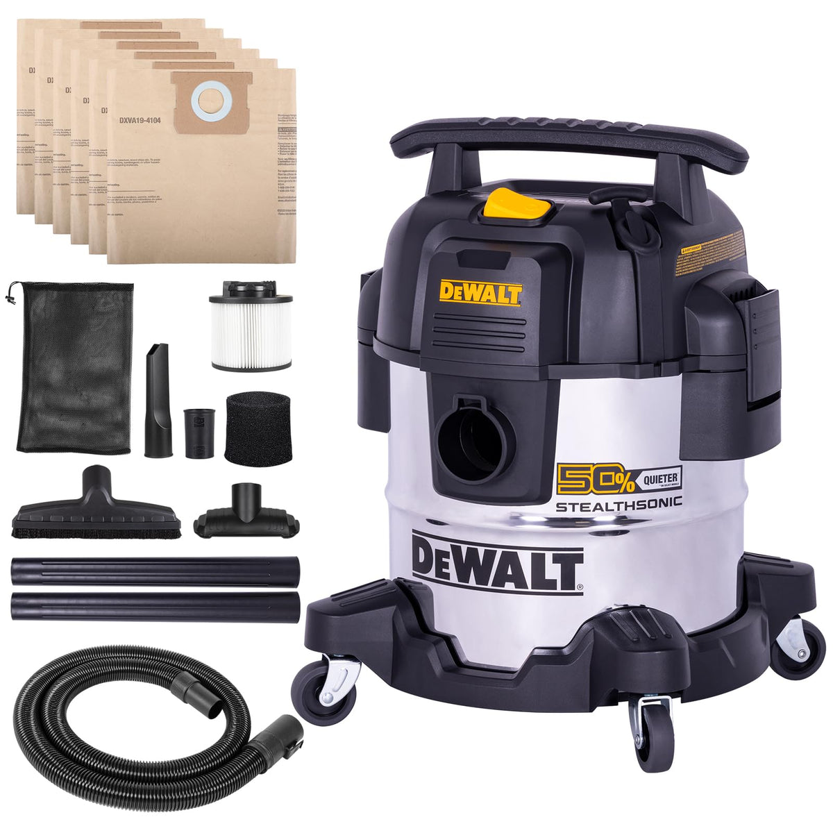 DEWALT Stealthsonic vacuum quiet design for comfortable indoor cleaning