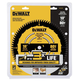 DEWALT table saw blade 80T finish-cut demo highlighting precise edge finish