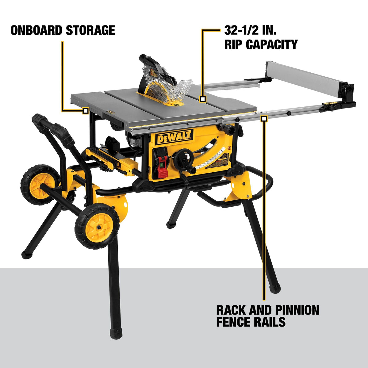 DEWALT table saw rip fence demonstrated for precise, fast adjustments