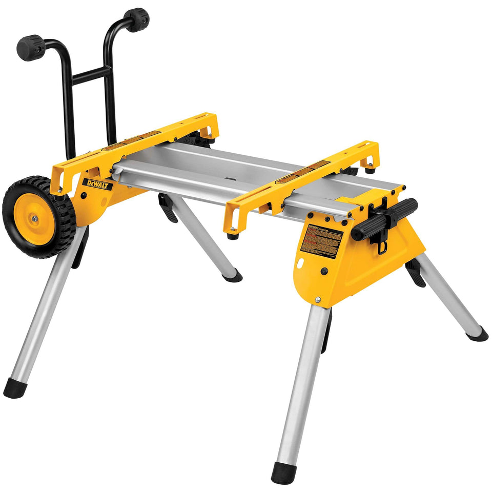 DEWALT DW7440RS rolling base enhances portability and stable setup on any jobsite.
