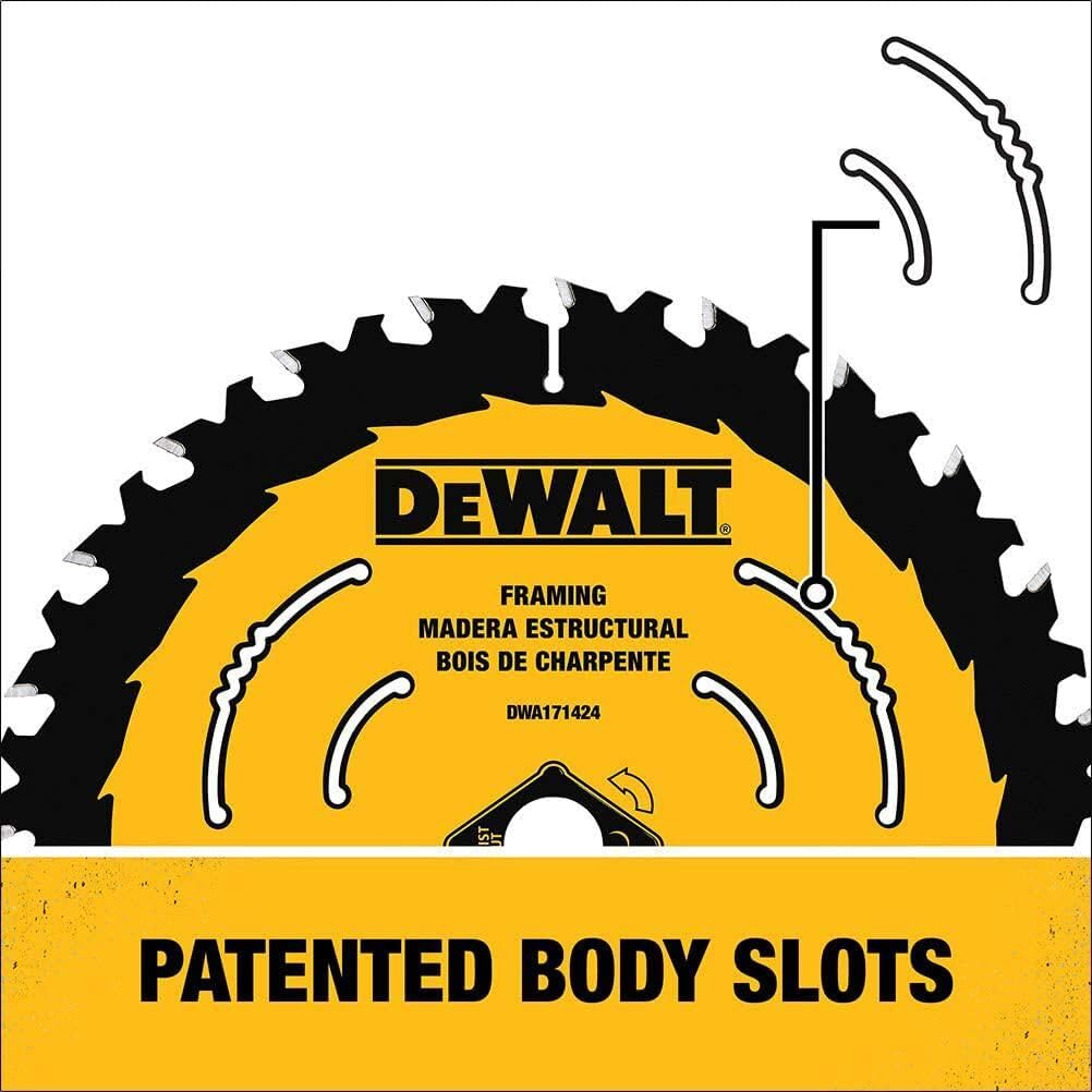 DEWALT thin kerf design enables smoother, faster cuts.