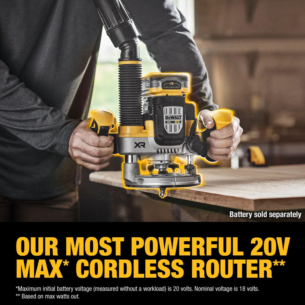 DEWALT three-position turret stop enables quick depth adjustments.