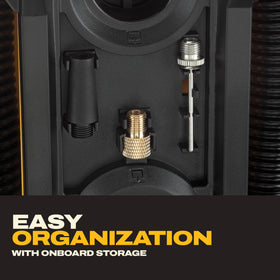 DEWALT tire inflator with auto shut-off for consistent inflation