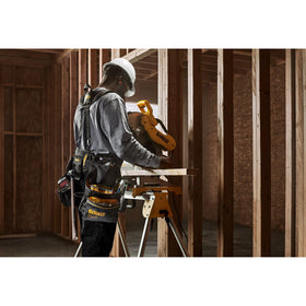 DEWALT Tool Belt Organizer suspenders with cell pocket and carabiners reduce fatigue.
