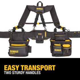 DEWALT Tool Belt Organizer yellow interior enhances tool visibility and access.