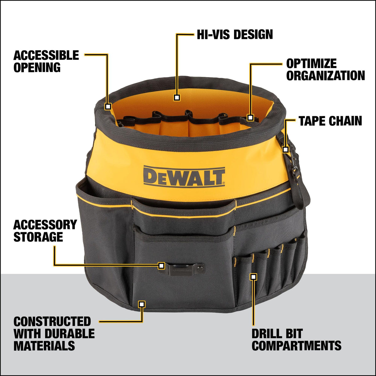 DEWALT TOUGHCASE pocket secures essentials during transport