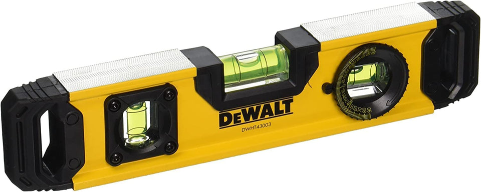 DEWALT torpedo extruded 9in for precise layout lines.