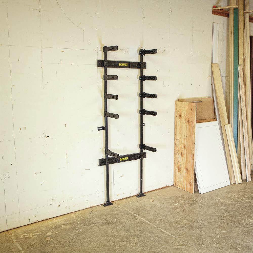 DEWALT Tough System brackets enable shelf extension for extra storage.