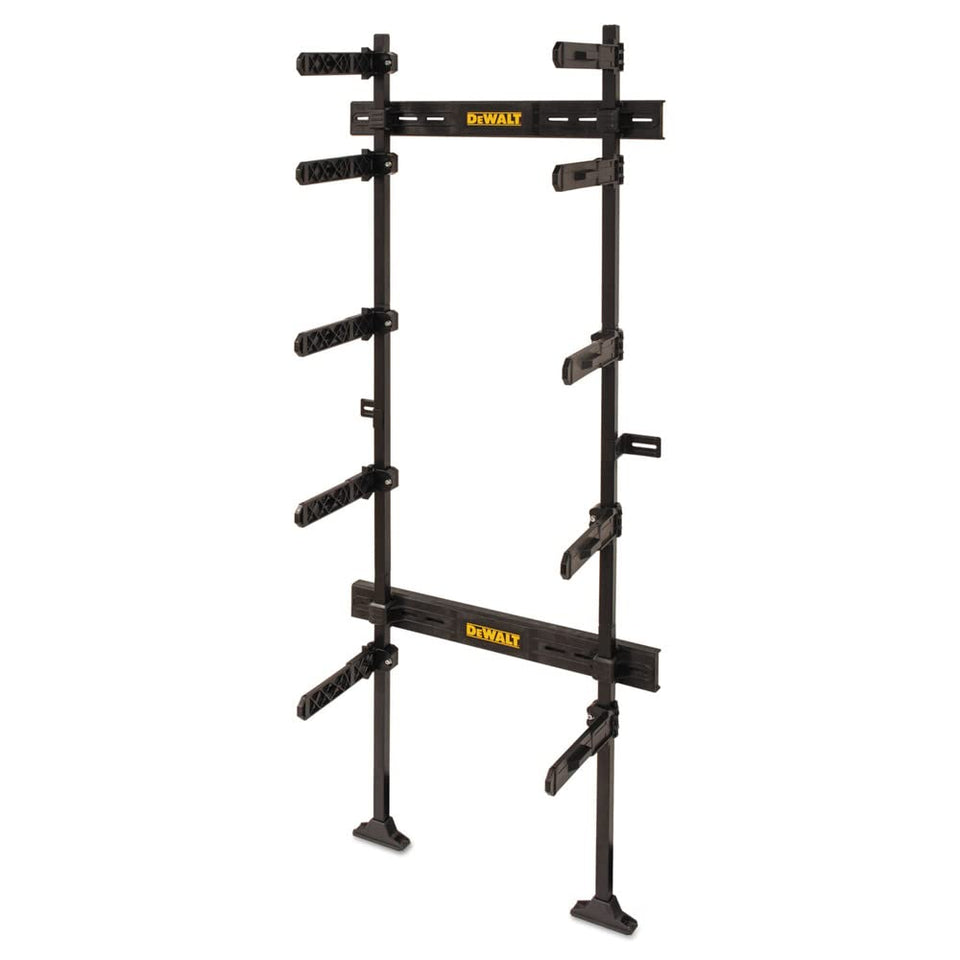 DEWALT Tough System rack with 6 ft bars for organized garage storage.