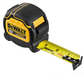 DEWALT Tough Tape blade closeup shows high-contrast marks for readability.