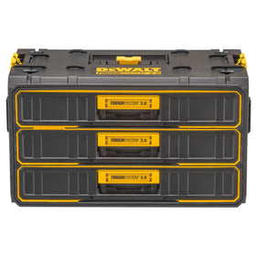 DEWALT TOUGHSYSTEM 2.0 3-drawer unit front view for organized workspace.
