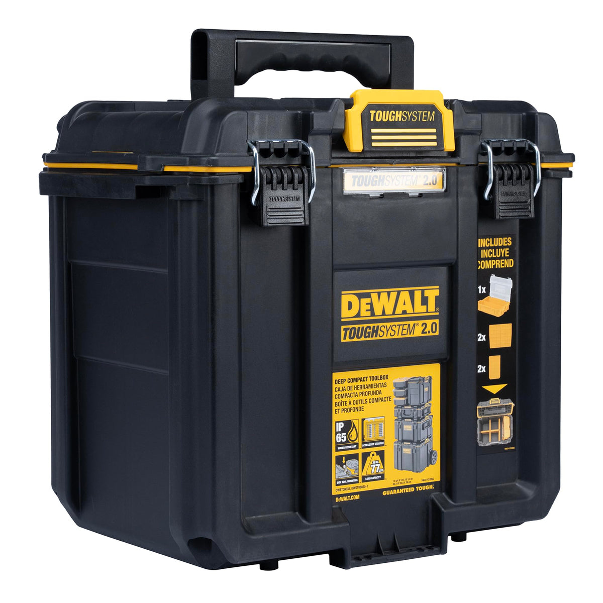 DEWALT TOUGHSYSTEM 2.0 opened with contents neatly arranged.