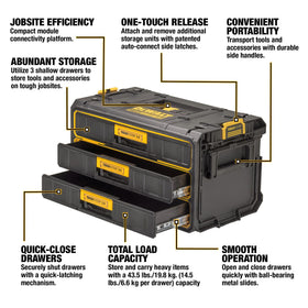 DEWALT TOUGHSYSTEM 2.0 drawer-open view highlights easy access.