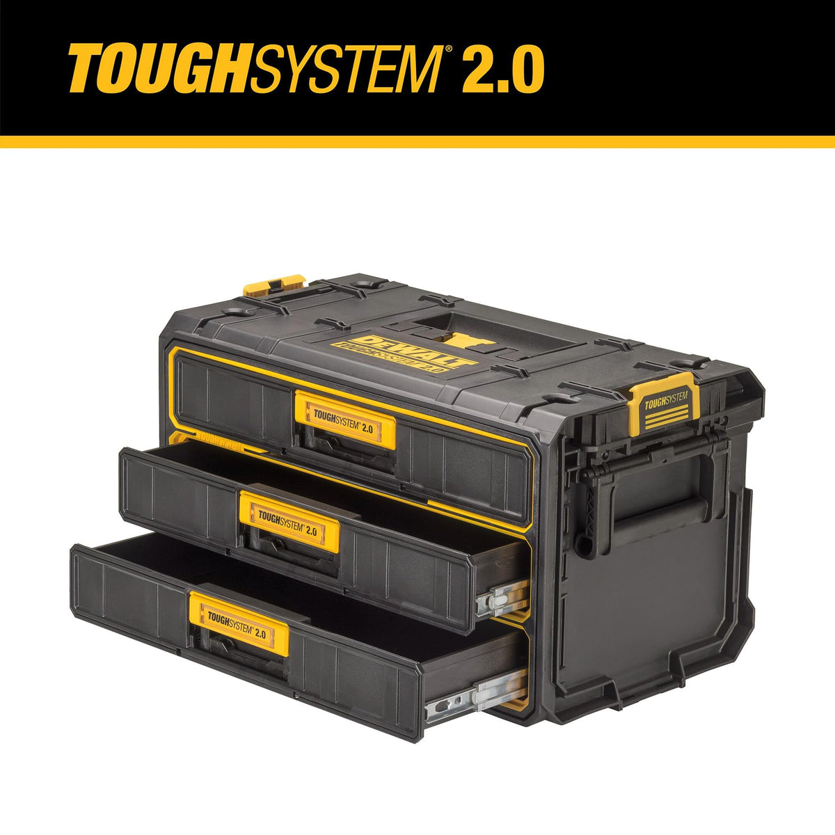 DEWALT TOUGHSYSTEM 2.0 drawer-slides closeup showing smooth operation.