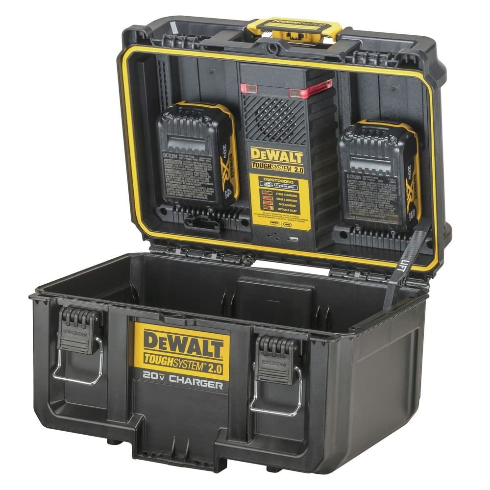 DEWALT ToughSystem 2.0 IP55 protection shields gear from dust and rain.