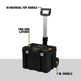 DEWALT TSTAK 7-inch wheels roll smoothly over uneven surfaces