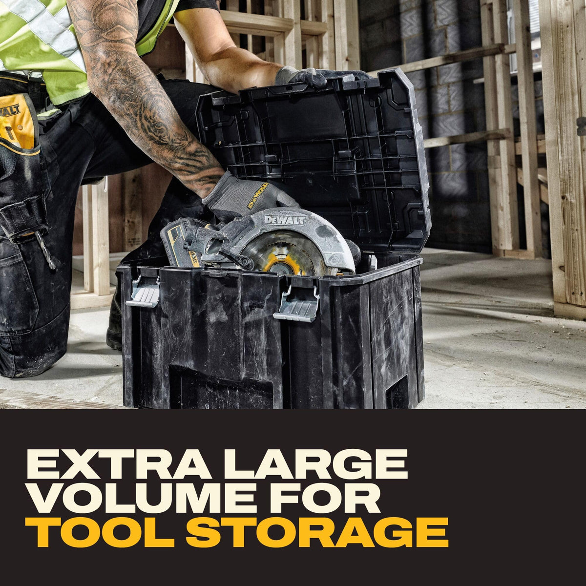 DEWALT TSTAK bi-material handle for comfortable carrying