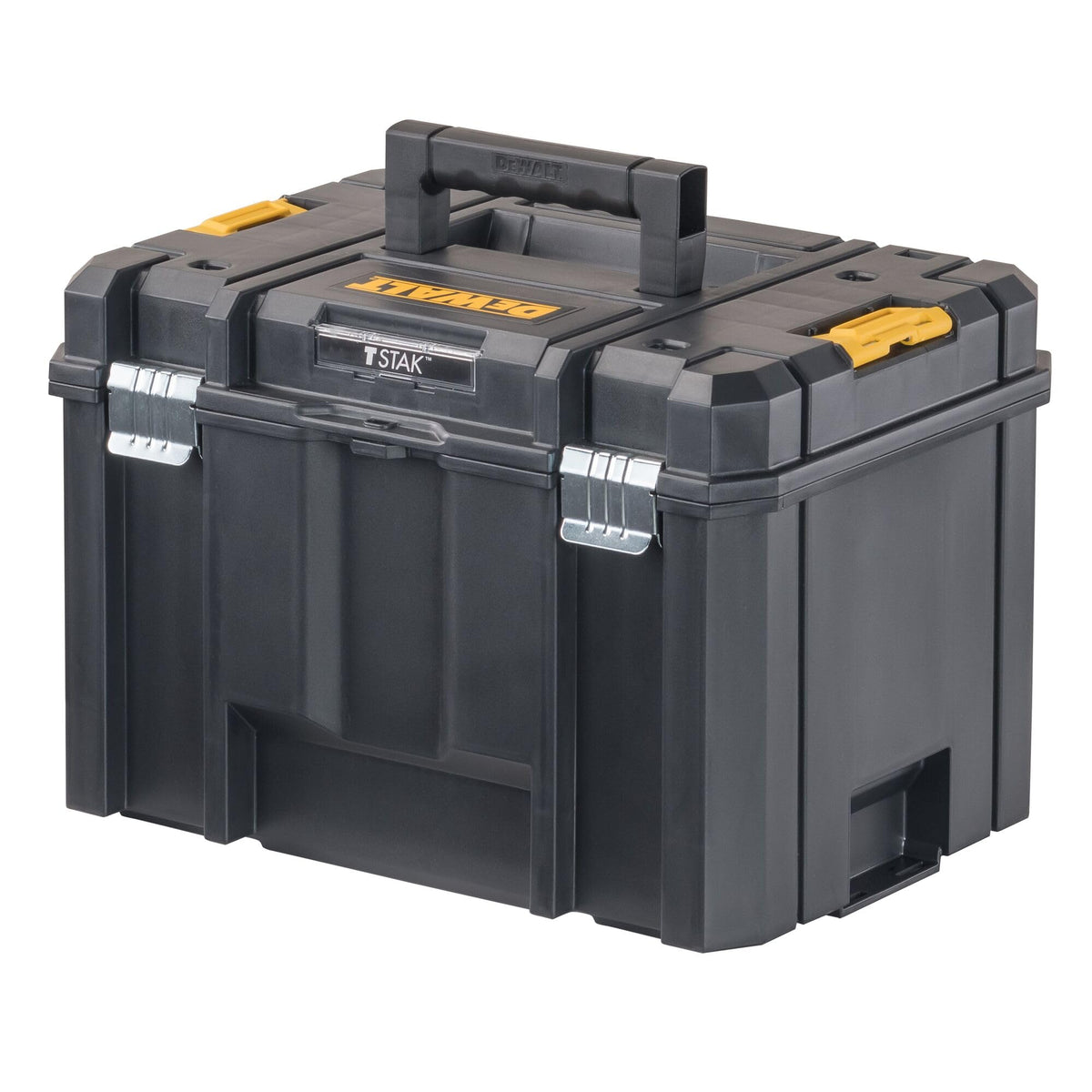 DEWALT TSTAK deep box with flat-top design for organized on-site tool storage