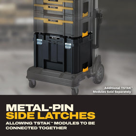 DEWALT TSTAK heavy-duty latches ensuring secure transport and durability