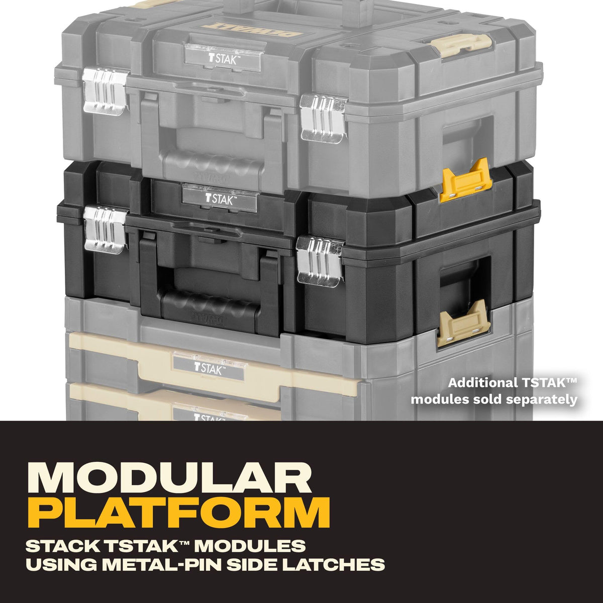 DEWALT TSTAK II bi-material handle easy lifting between sites