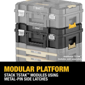 DEWALT TSTAK II stacked with other boxes for modular storage