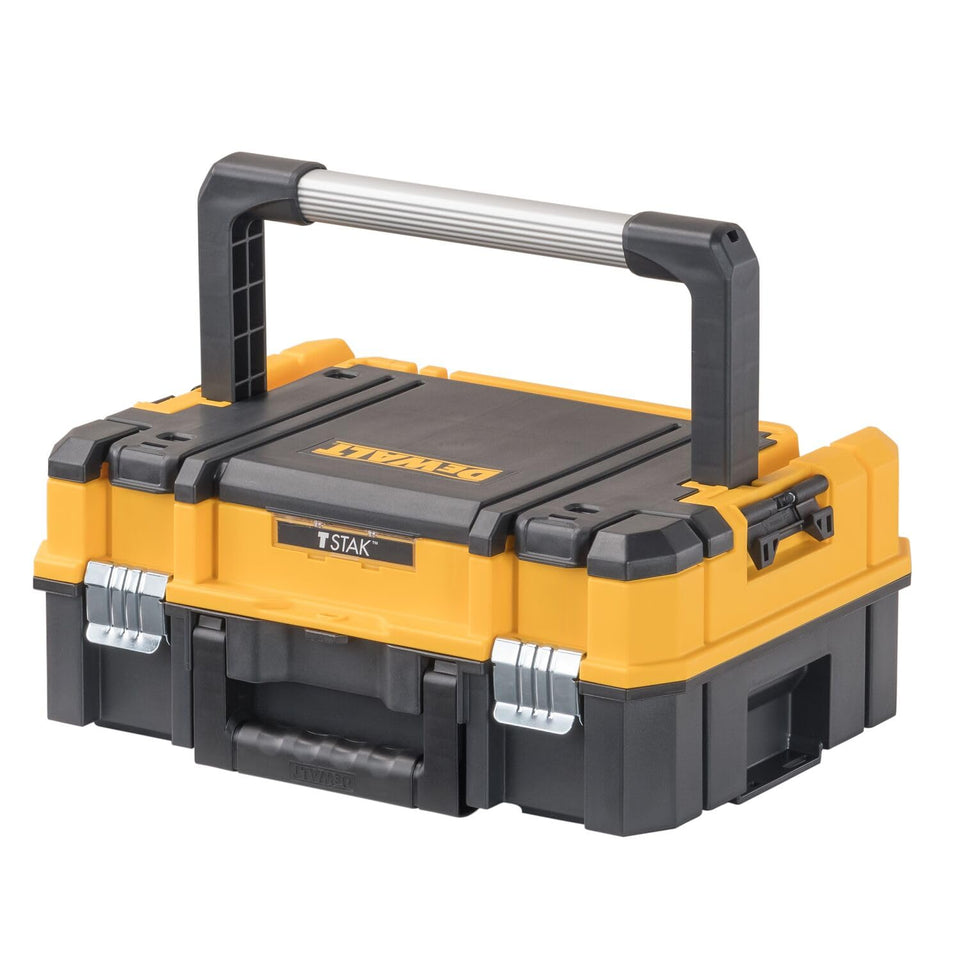 DEWALT TSTAK Long Handle box front view showing compact, stackable storage.