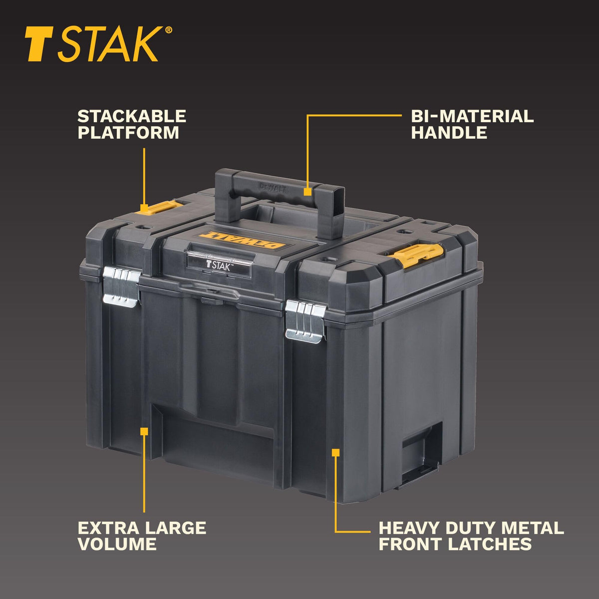 DEWALT TSTAK removable-tray access for quick reach to tools