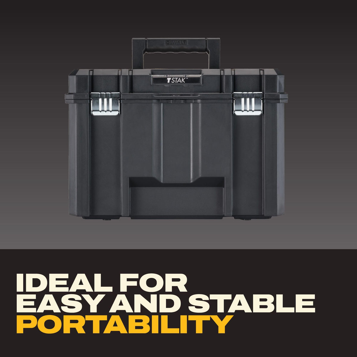 DEWALT TSTAK stackable design enabling modular storage system